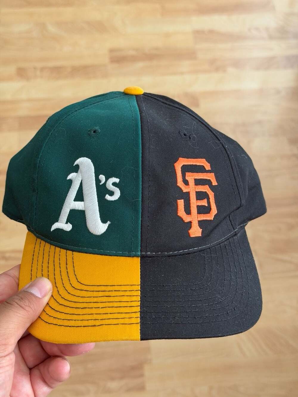 Vintage Split Cap Hat featuring Oakland Athletics and San Francisco Giants